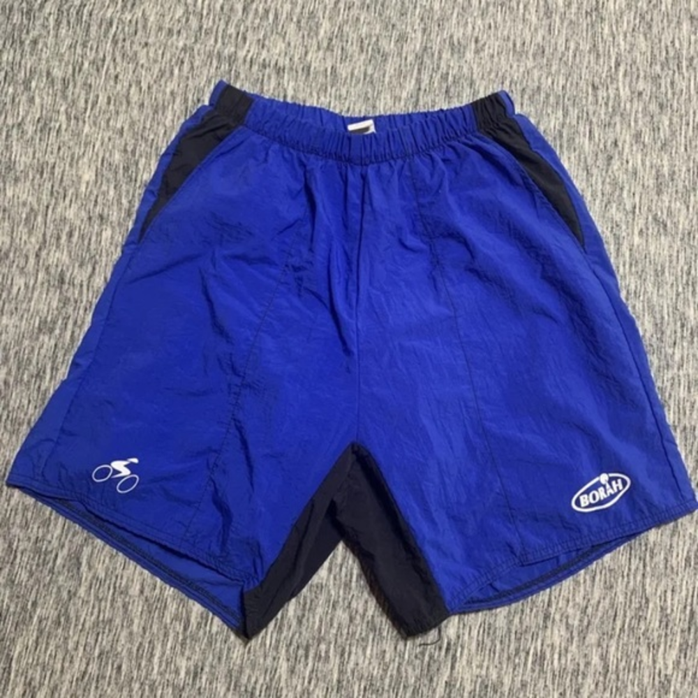 BORAH WOMENS BLUE‎ BLACK SUMMIT DOUBLE LAYER BIKE SHORTS Sz - LARGE